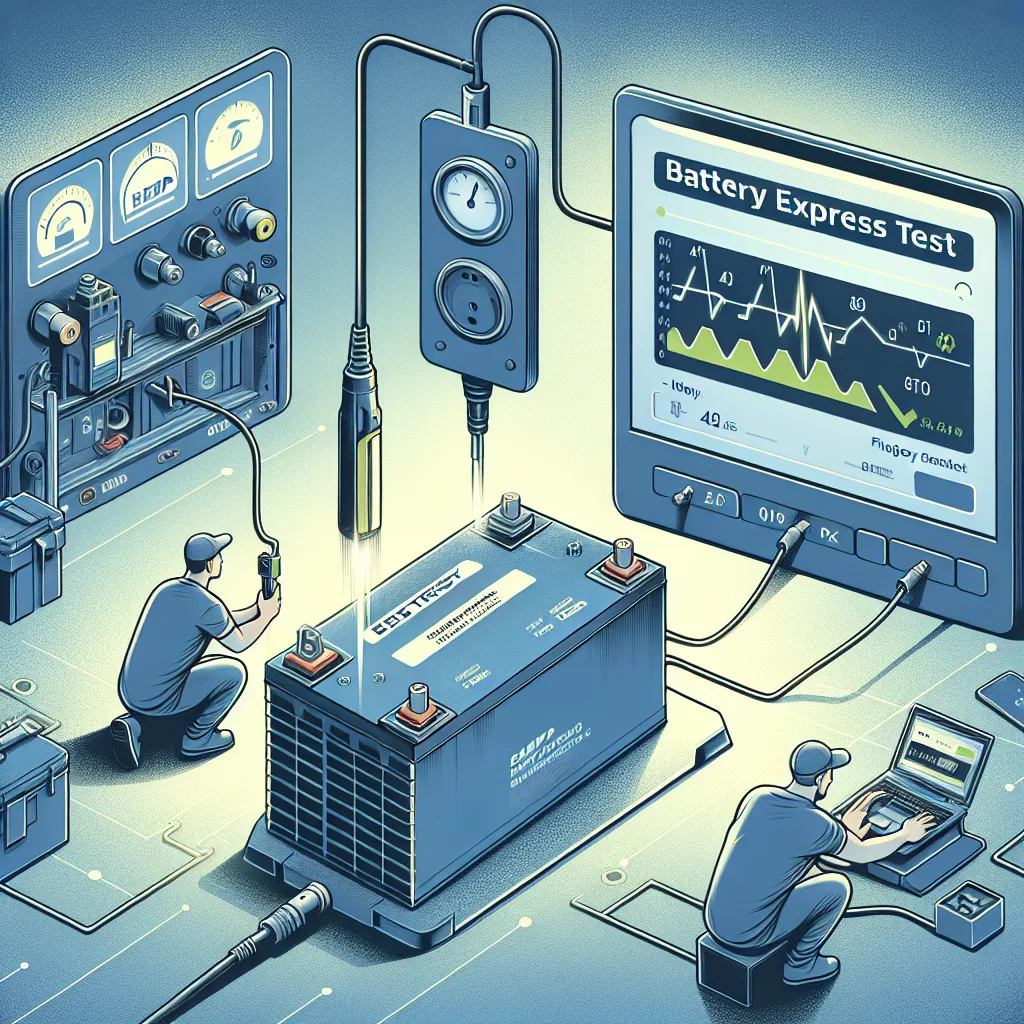 High-tech lab technician tests large industrial battery using advanced diagnostic equipment.