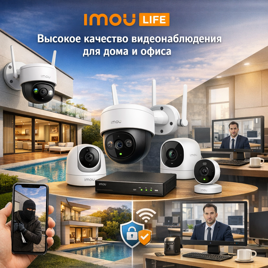 Front view of a sleek Imou Life security camera designed for home and office surveillance.