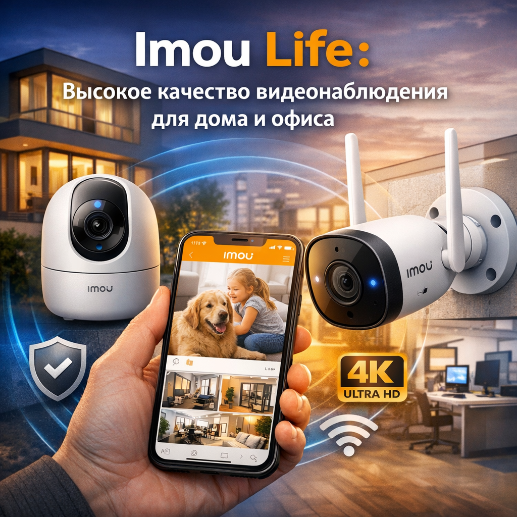 Close-up of Imou Life 4K Ultra HD security camera mounted on a wall for home surveillance.