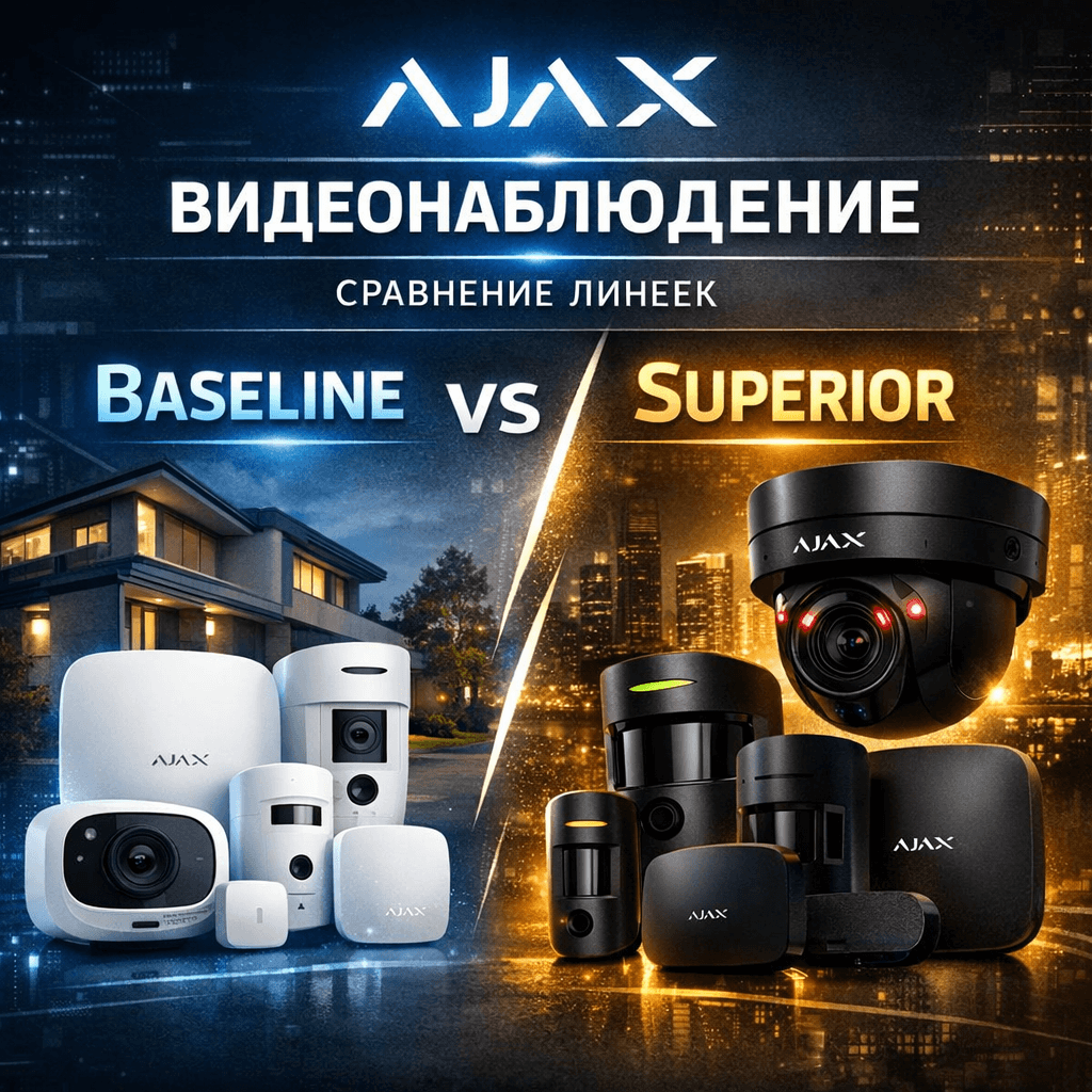 Illustration of Ajax видеонаблюдение: сравнение линеек Baseline и Superior для безопа